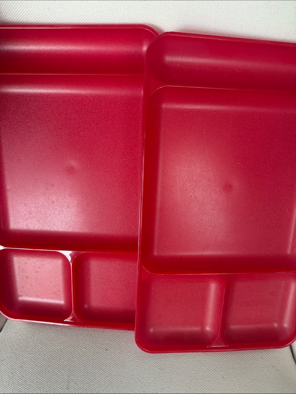 Tupperware Red Compartment Plates - Set of Sectioned Meal Trays
